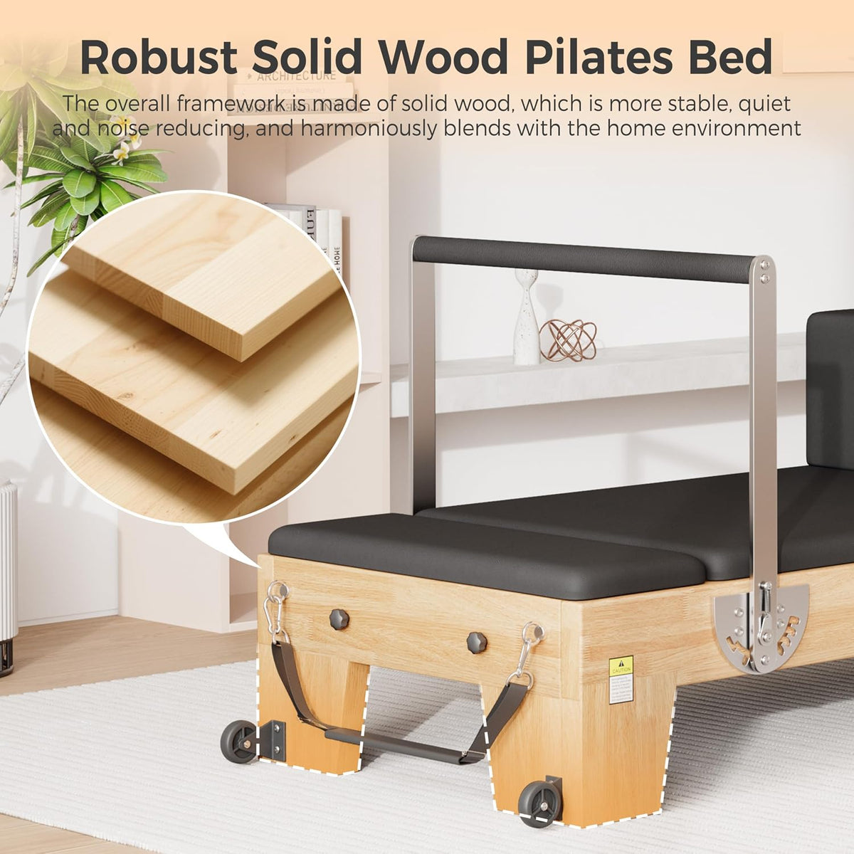 Pilates Reformer for Home Gym, Solid Wood Pilates Reformer Machine