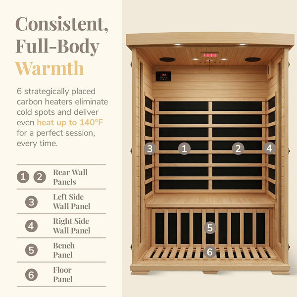 Coronado 2-Person Hemlock Deluxe Infrared Sauna for Home Use