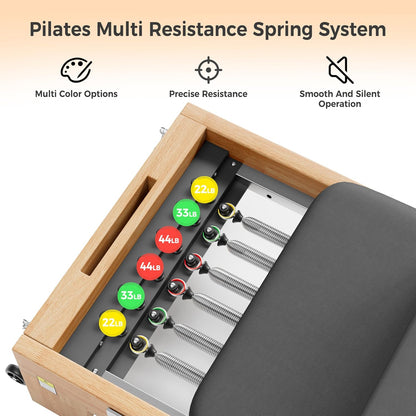 Pilates Reformer for Home Gym, Solid Wood Pilates Reformer Machine