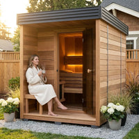 Traditional Outdoor Sauna Built for All-Season Use, Cedar Construction, 9kW Heater, Wi-Fi Controls — product view 2