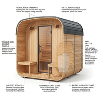 Traditional Outdoor Sauna Built for All-Season Use, Cedar Construction, 9kW Heater, Wi-Fi Controls — product view 3