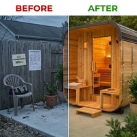 Traditional Outdoor Sauna Built for All-Season Use, Cedar Construction, 9kW Heater, Wi-Fi Controls — product view 4