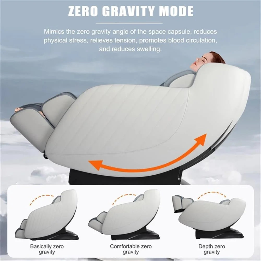 Blue Faux Leather Zero Gravity Recliner 3D Programmable Massage Chair