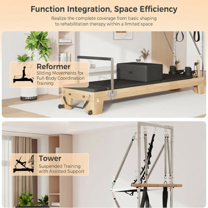 Pilates Reformer for Home Gym, Solid Wood Pilates Reformer Machine — product view 9
